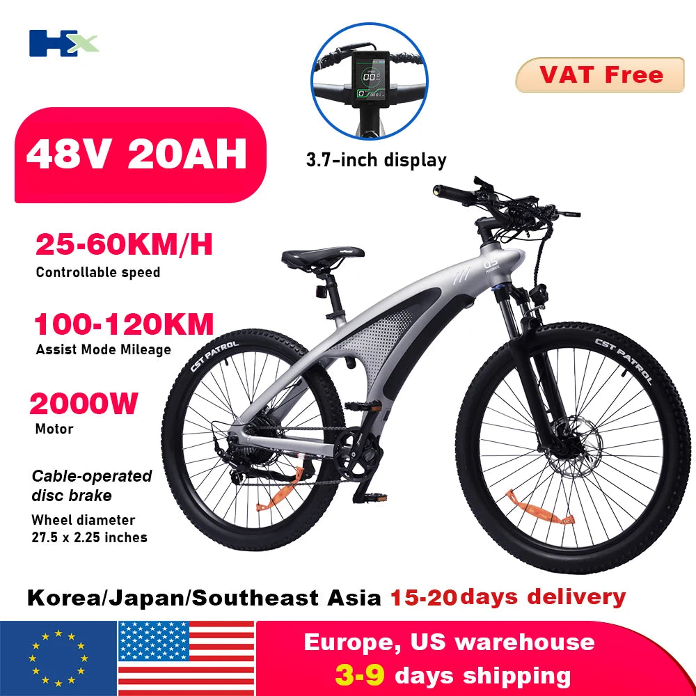 HX Q5 E Bike 2000W Adults Electric Bike 2000W 48V 20AH 27.5 Inch Electric Bicycle City E Bikes Mountain E Bikes