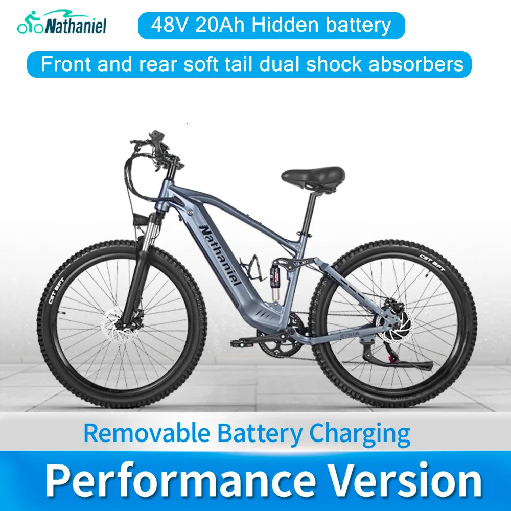 Nathaniel E-Bike,1000W Brushless Motor,27.5' Adult E-Mountain Bike,45Ah Large Capacity Batteries,7 Speed,45KM/H,Outdoor Trip Bik