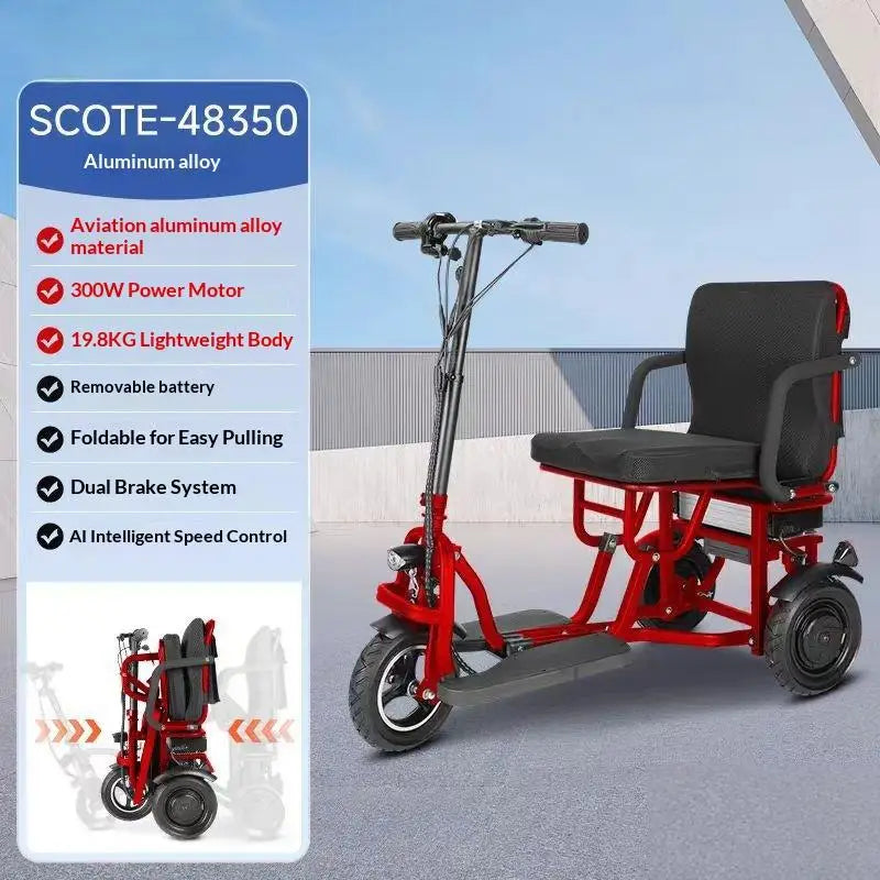 Lightweight foldable three-wheeled electric scooter, approved by airlines, suitable for the elderly, portable electric scooter