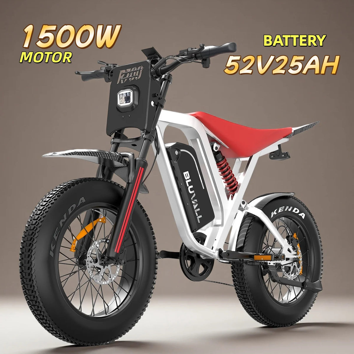 Off Road Electric Bike R700 20x4.0 Tire 1500W 52V25AH Large Capacity Battery Ebike Max 50KM/H 70KM Range Hydraulic Brake E-Bike