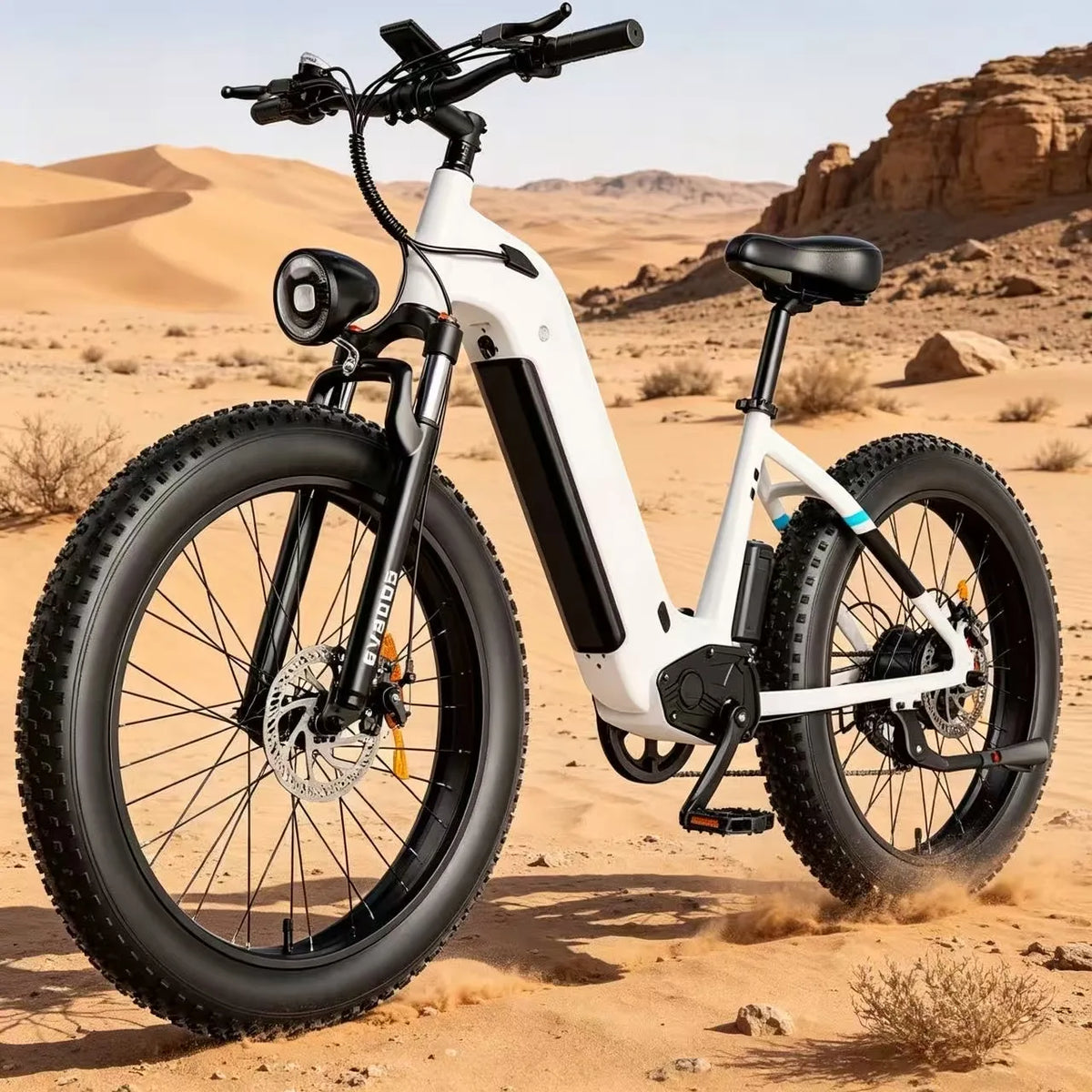 OBX EV900S E-Bike 1000W Electric Bike 48V 15Ah Battery 26” Fat Tire E-Bike 28MPH Adjustable Speed 55KM Range Front Suspension