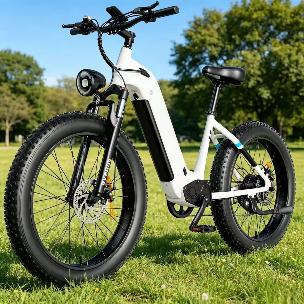 OBX EV900S E-Bike 1000W Electric Bike 48V 15Ah Battery 26” Fat Tire E-Bike 28MPH Adjustable Speed 55KM Range Front Suspension