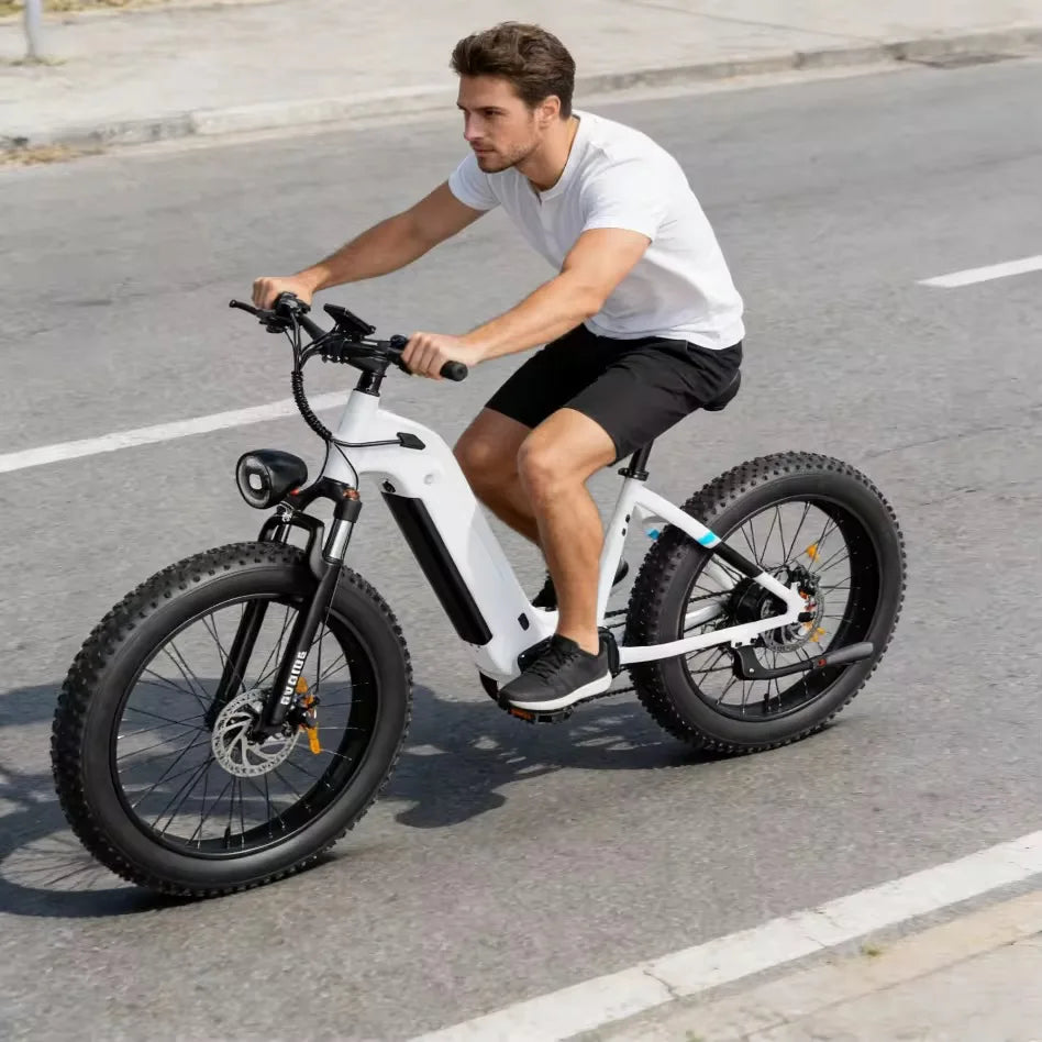 OBX EV900S E-Bike 1000W Electric Bike 48V 15Ah Battery 26” Fat Tire E-Bike 28MPH Adjustable Speed 55KM Range Front Suspension