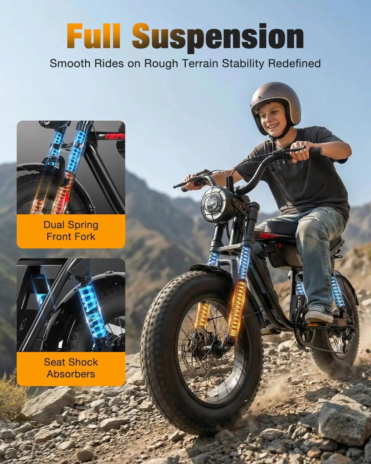 Electric Bike Adults Teens 1500W 1800W Peak Motor Mountain Commuter E-Bike 26" Fat Tire Long Range, Customized