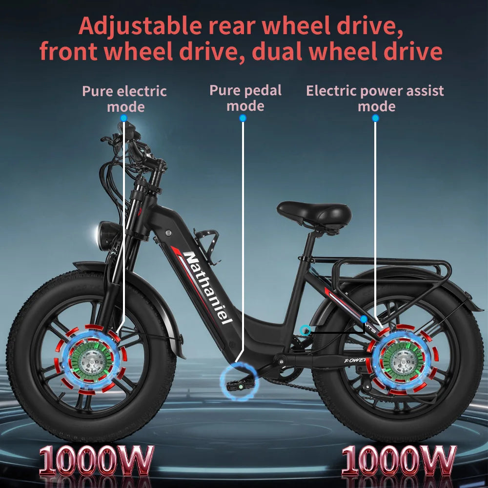 Nathaniel SYR08 E-Bike, Dual Motor 2000W, 20x4.0, 48V20AH Daily Commuting by Bicycle
