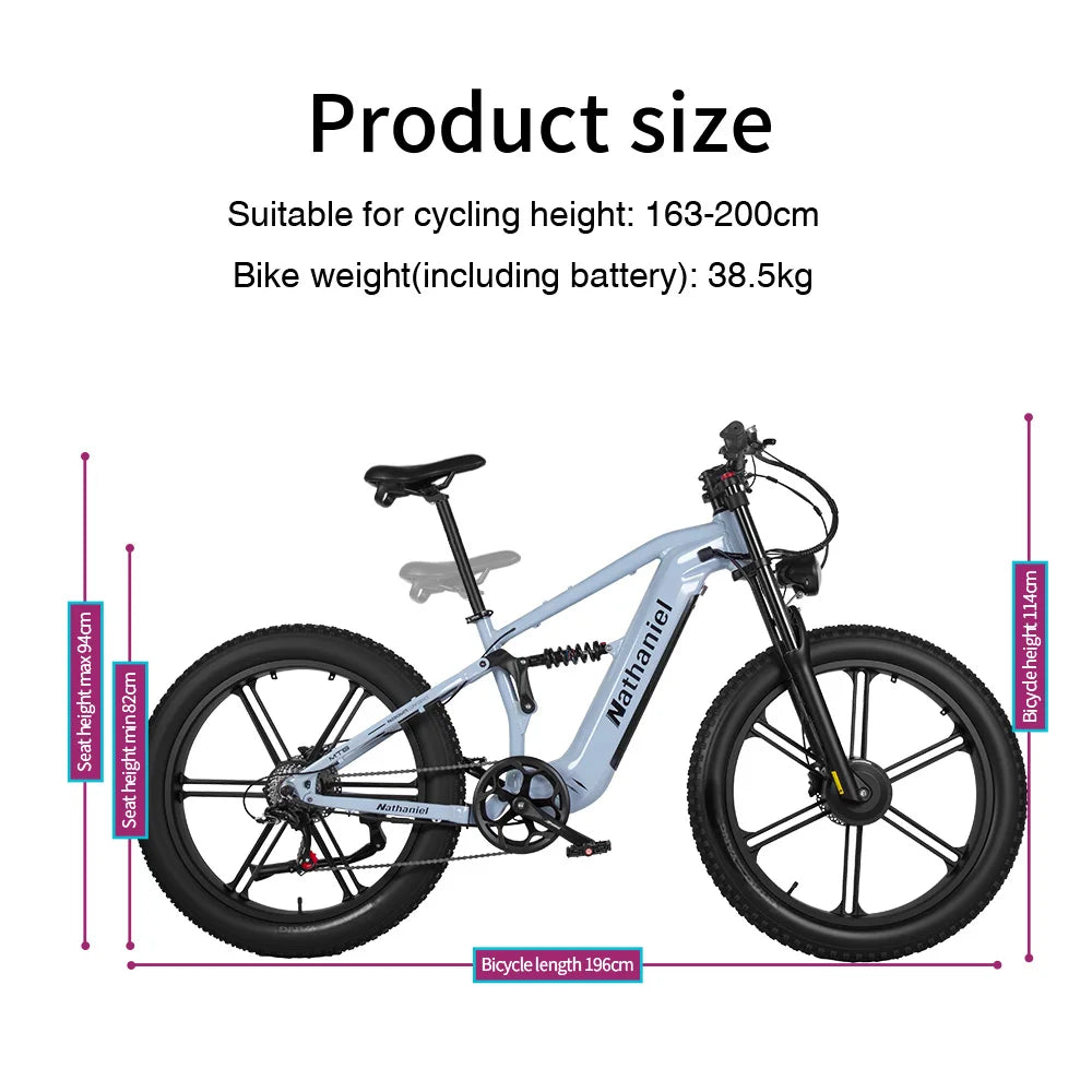 Nathaniel SYR09 E-Bike 2000W Dual Drive 26x4.0 Fat Tire 48V20AH Battery E-Mountain Bike Outdoor Sports All-Terrain Electric Bike