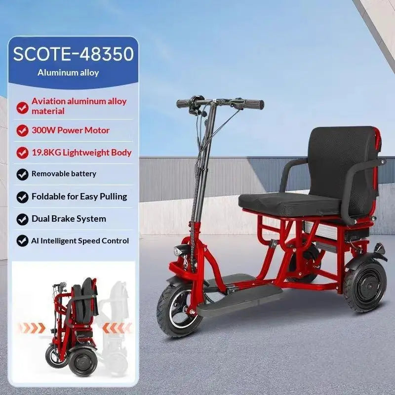 Lightweight foldable three-wheeled electric scooter, approved by airlines, suitable for the elderly, portable electric scooter