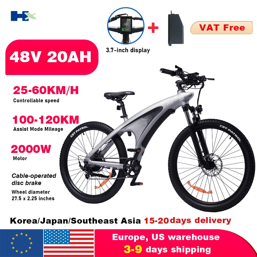 HX Q5 E Bike 2000W Adults Electric Bike 2000W 48V 20AH 27.5 Inch Electric Bicycle City E Bikes Mountain E Bikes