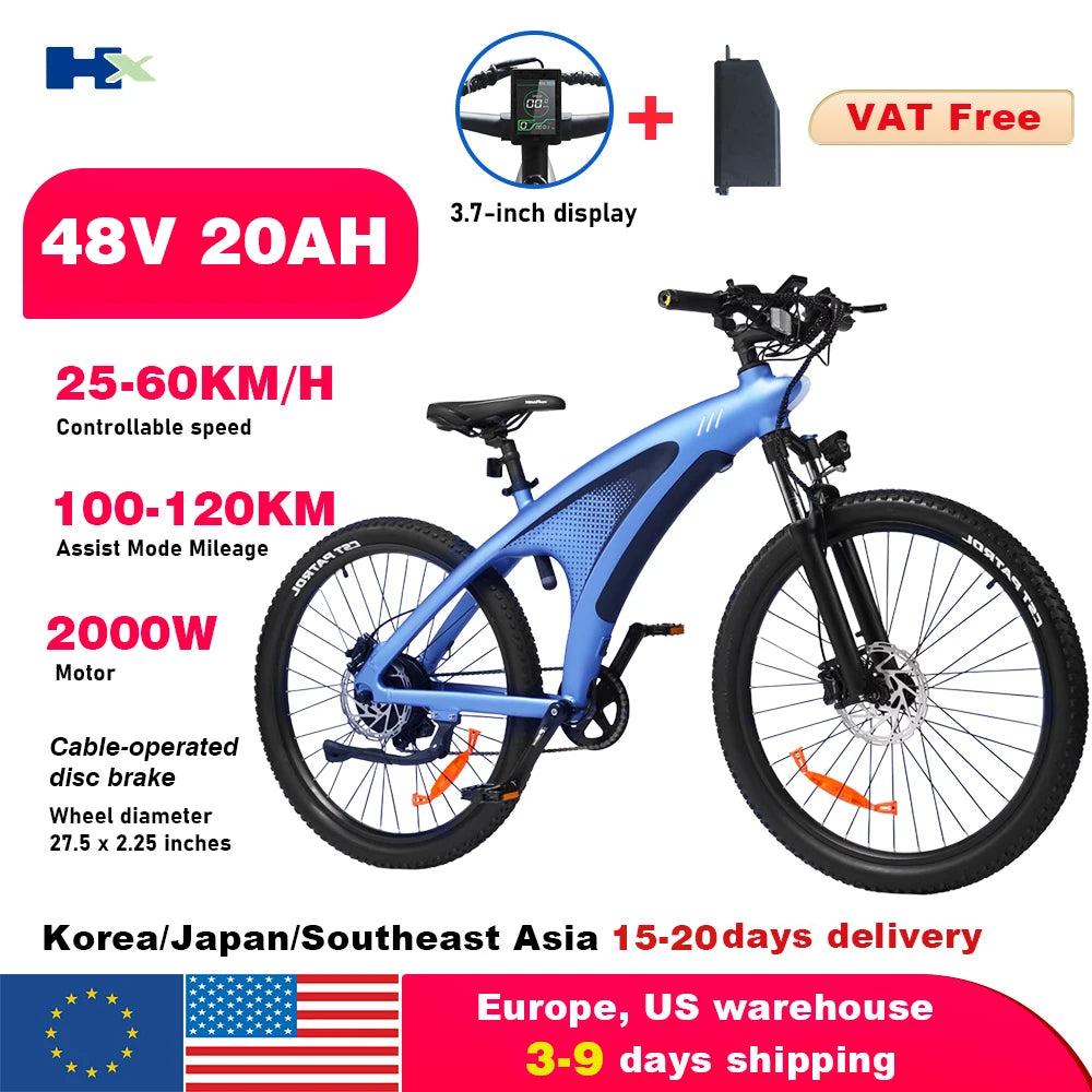 HX Q5 E Bike 2000W Adults Electric Bike 2000W 48V 20AH 27.5 Inch Electric Bicycle City E Bikes Mountain E Bikes