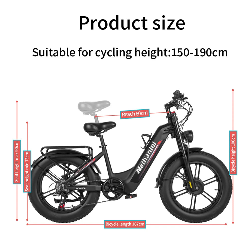 Nathaniel SYR08 E-Bike, Dual Motor 2000W, 20x4.0, 48V20AH Daily Commuting by Bicycle