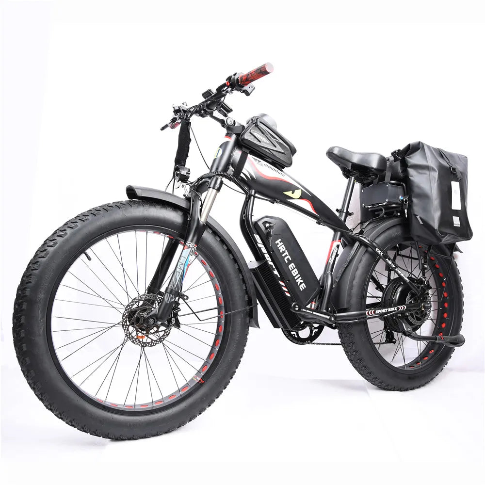 26inch Fat Tire e-Bike﻿﻿ 48v1500w High power rear drive motor 50ah Dual lithium battery long range Mobility aid snow tyre e-bike