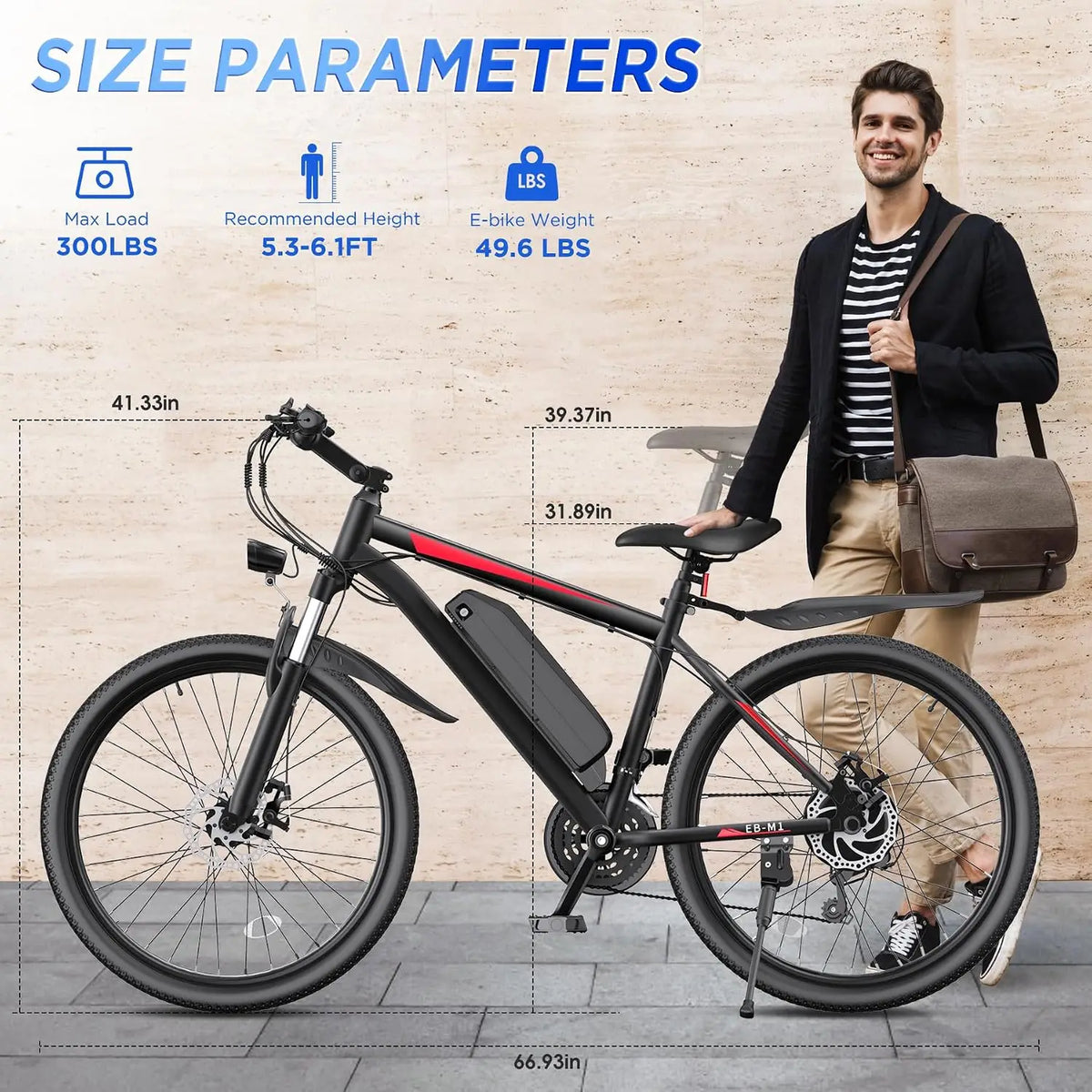 Ebike Adults 26in 1000W Motor 20MPH 50Miles 48V Battery 7-Speed Suspension LCD UL2849, Customized